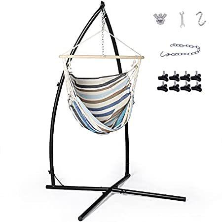 ASYストアLAZZO Hammock Chair Stand with Hanging Swing Chair, Indoor Outdoor Hanging 