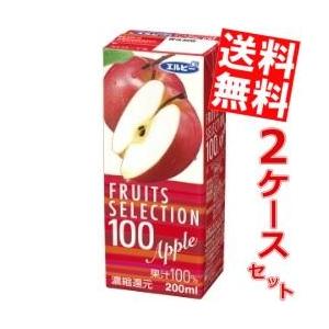 送料無料 エルビー フルーツセレクション アップル100％ 200ml紙パック 48本 (24本&times;2ケース) (果汁100%ジュース りんごジュース)