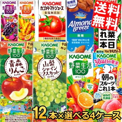 12本単位で4種類を選べる☆ 送料無料 カゴメ200ml紙パックシリーズ