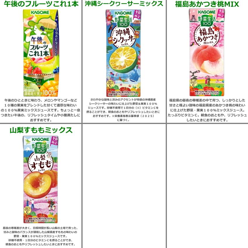 送料無料 カゴメ200ml紙パックシリーズ 選べる4ケース 計96本セット