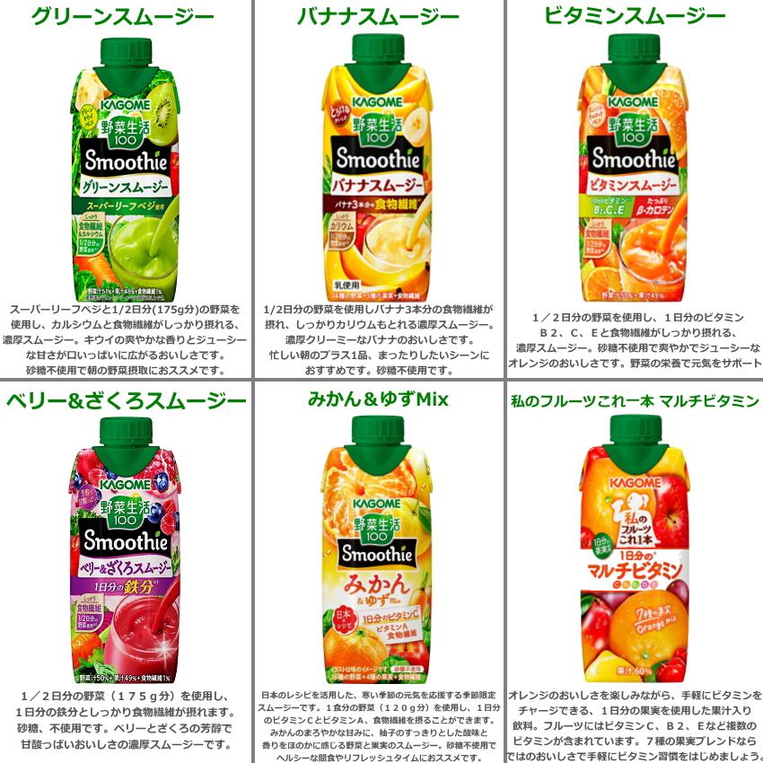 期間限定特価送料無料 カゴメ 野菜生活スムージー選べる48本まとめ買い