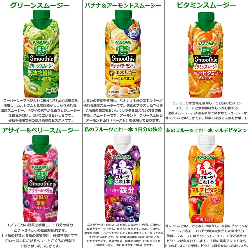 期間限定特価送料無料 カゴメ 野菜生活スムージー選べる48本まとめ買い