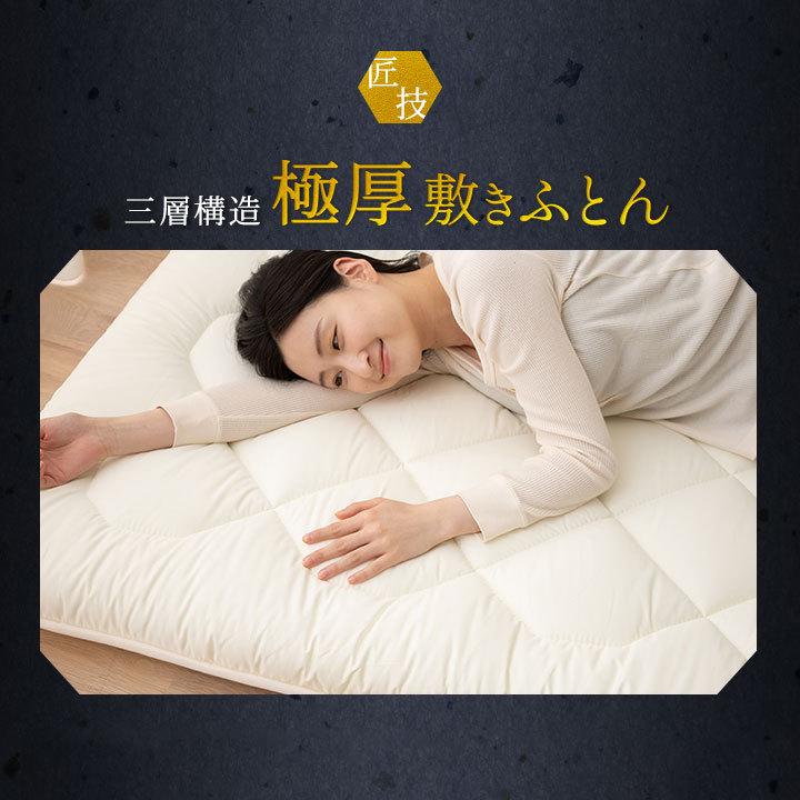 EMOOR（エムール） 日本製 三層構造 極厚 敷き布団 ダブル 抗菌 防臭
