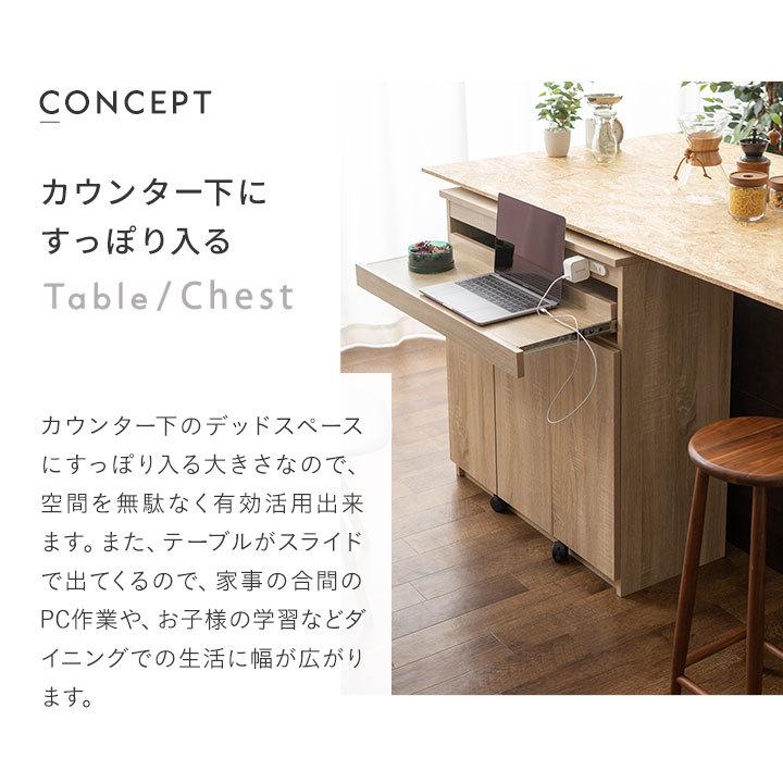 EMOOR（エムール） スライドテーブル付 カウンター下 収納 チェスト