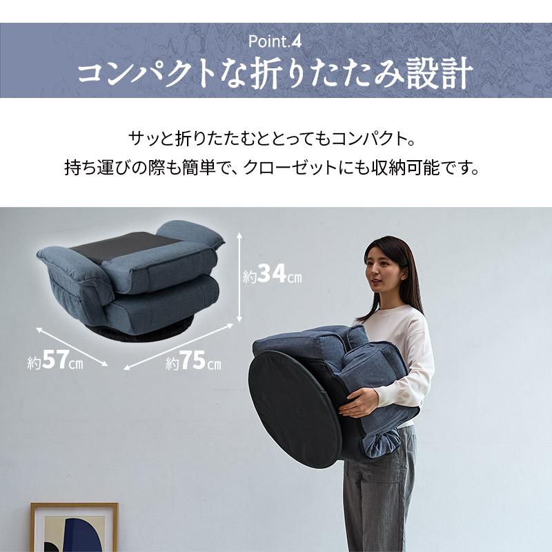 エムール ポケットコイル回転座椅子 グレー ea-0615-gy EMOOR（エムール） 回転座椅子 座椅子 リクライニングチェア 完成品