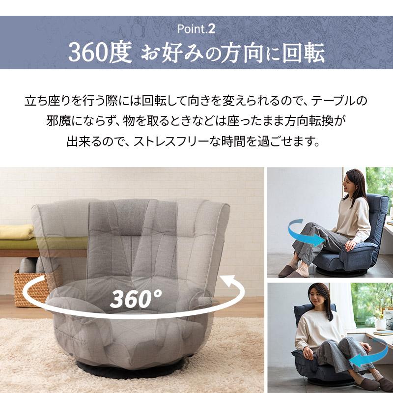 エムール ポケットコイル回転座椅子 グレー ea-0615-gy ポケットコイル 回転座椅子 リクライニングチェア 完成品 座椅子 肘