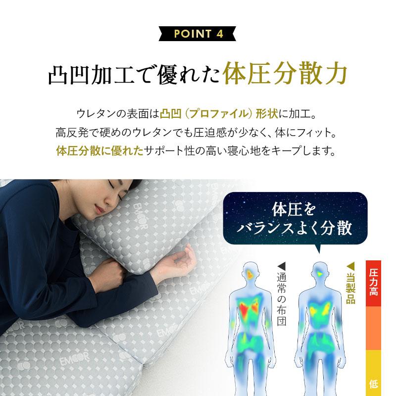 三つ折り マットレス 極厚 11cm セミシングル シングル セミダブル ダブル クイーン 折りたたみ 高反発 寝返り 通気性 腰痛 肩こり 敷き 布団 送料無料 エムール | EMOOR | 10