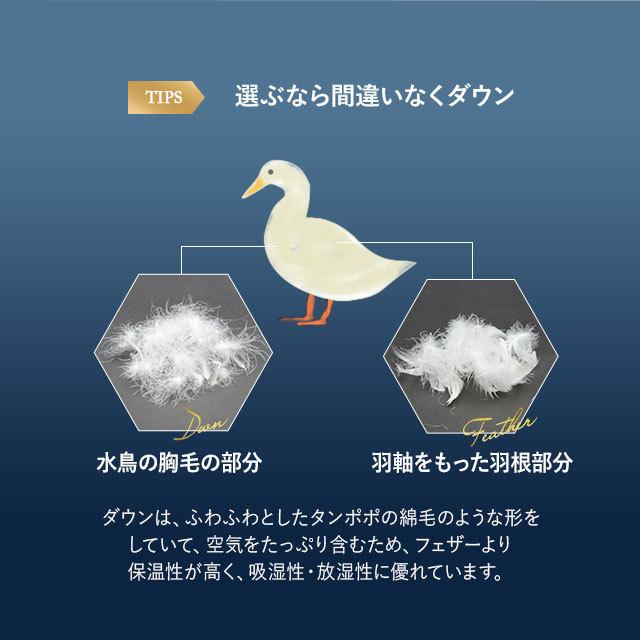 日本製 羽毛布団 ダブルロング 掛け布団 ループ付き 収納ケース付き 国産 羽毛ホワイト 布団 あったか ホワイトダックダウン 93％ 北欧 秋冬 送料無料 エムール｜at-emoor｜08