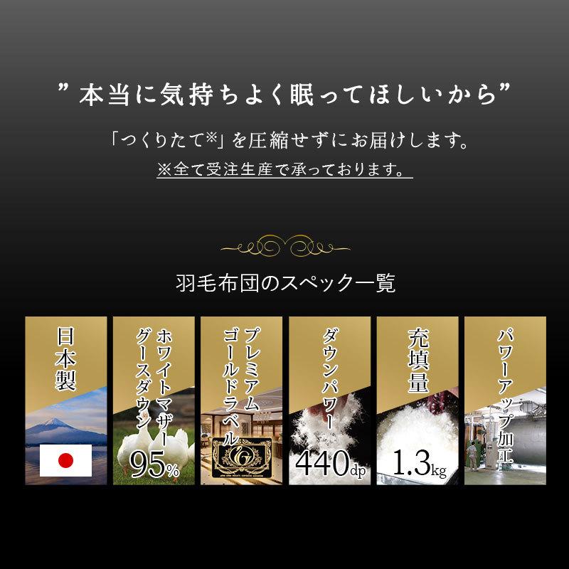 日本製 羽毛布団 セミダブル 非圧縮 収納ケース プレミアムゴールドラベル ホワイトマザーグースダウン95％ 羽毛 掛け布団 国産 ハイブリッド あったか エムール｜at-emoor｜04