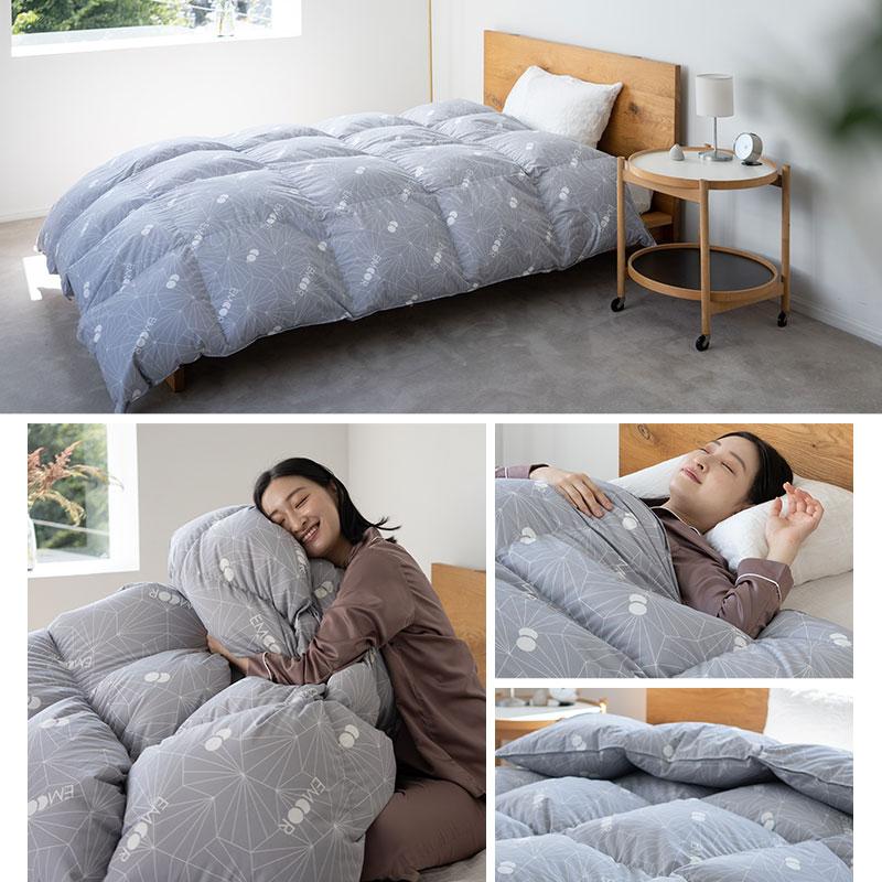 EMOOR 日本製 羽毛布団 セミダブル ロイヤルゴールドラベル 非圧縮