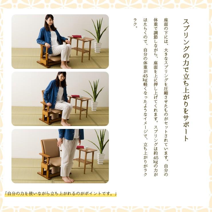日本製 昇降椅子 「楽座」 ロータイプ 起立椅子 補助椅子 高座椅子