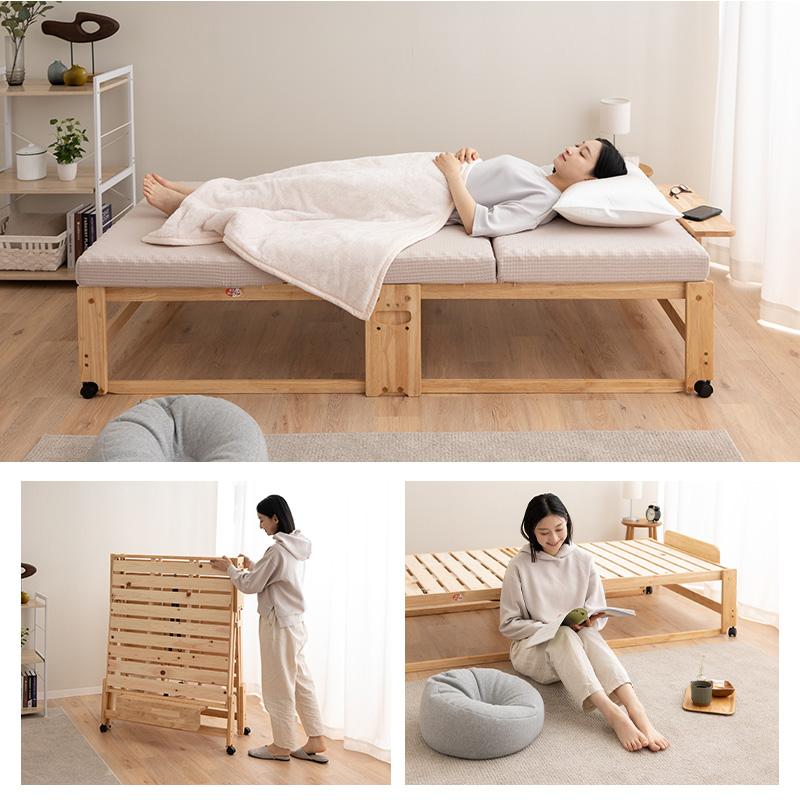 ひのき すのこベッド 折りたたみベッド 日本製 シングル ハイタイプ 