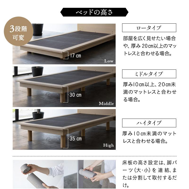畳ベッド マットレス セット ダブル 折りたたみ ウレタン ポケットコイル い草 木製 すのこ スノコ ステージ フレーム 通気性 除湿 体圧分散 北欧 エムール_7
