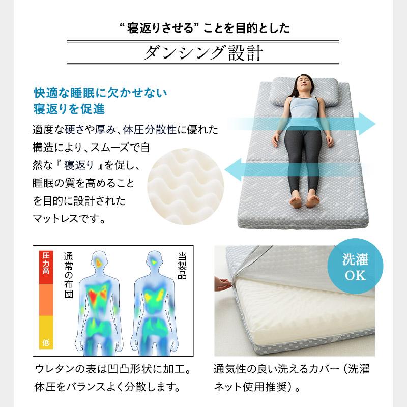 畳ベッド マットレス セット ダブル 折りたたみ ウレタン ポケットコイル い草 木製 すのこ スノコ ステージ フレーム 通気性 除湿 体圧分散 北欧 エムール_11