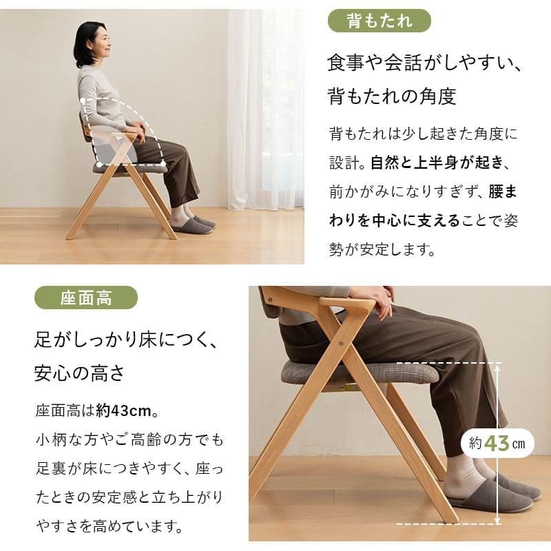 EMOOR（エムール） ダイニングチェア 高座椅子 折りたたみ 完成品 肘
