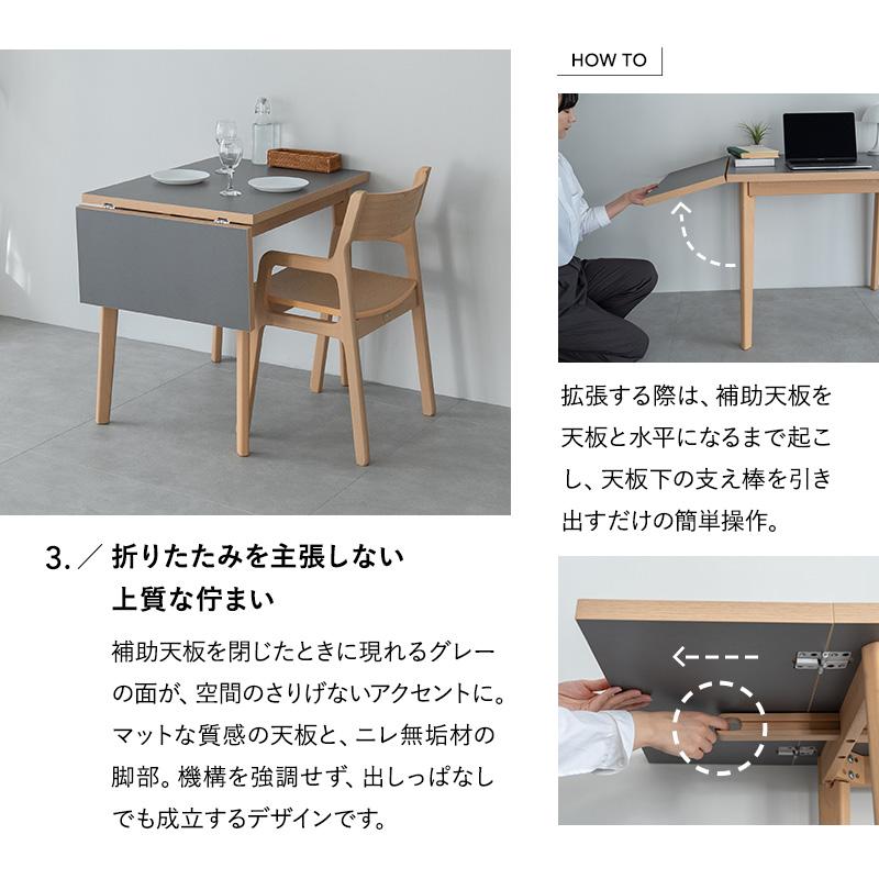 EMOOR（エムール） ダイニング 3点セット 拡張式 伸長式 角型 2人掛け