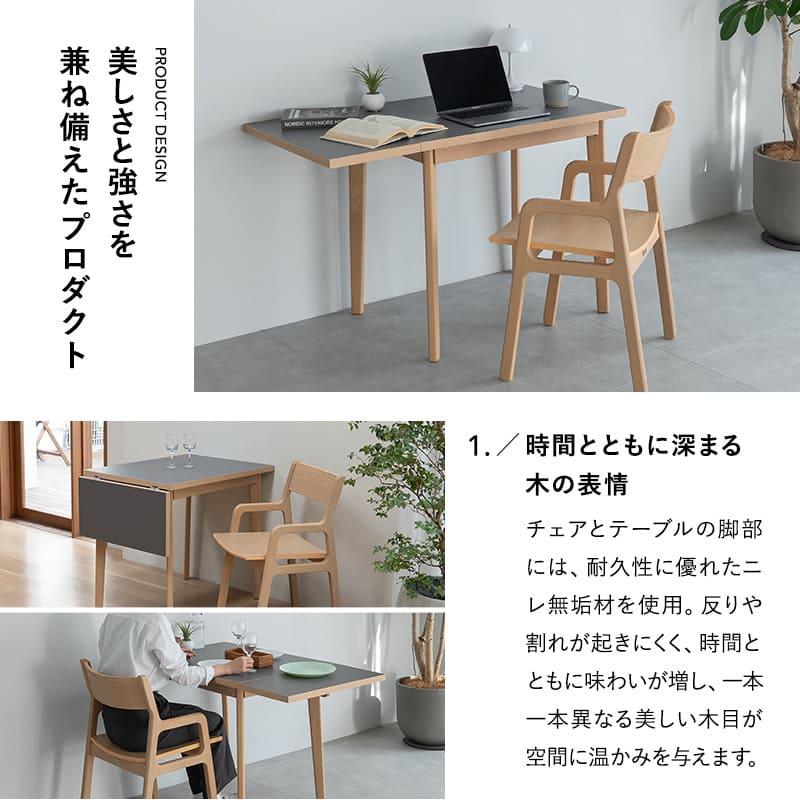 EMOOR（エムール） ダイニング 3点セット 拡張式 伸長式 角型 2人掛け