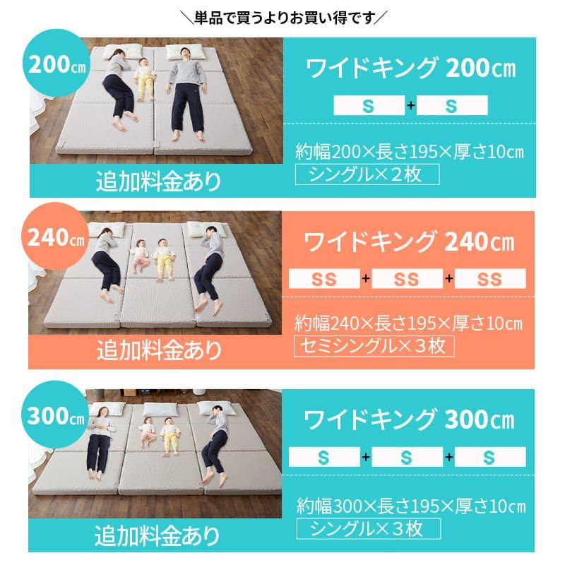 EMOOR ファミリーマットレス 連結 三つ折り 折りたたみ