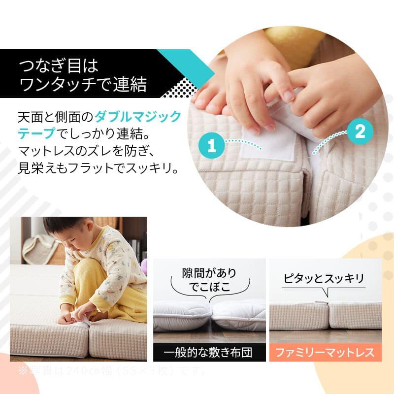 m【連結3つ折り】 EMOOR ファミリーマットレス 連結 三つ折り 折りたたみ