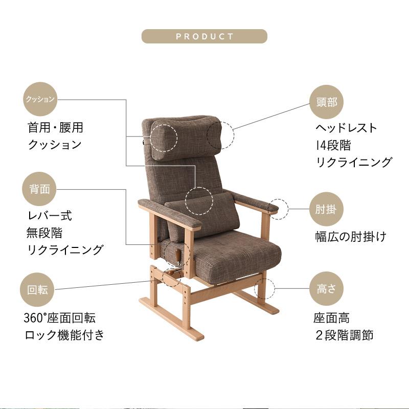 EMOOR（エムール） 回転高座椅子 オットマン セット 安全ストッパー