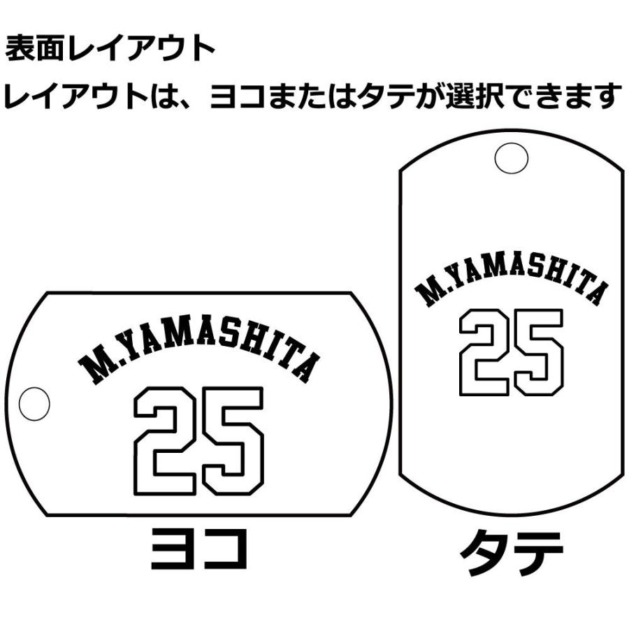 キーホルダー 野球 背番号 名入れ 文字入れ 名前入り ドッグタグ 片面