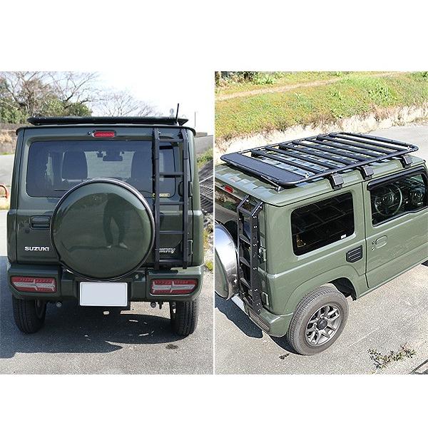 ジムニー JB64W JB74W アルミ ルーフキャリア＋リアラダー セット ジムニー JB64W シエラ JB74Wローマウントタイプ ルーフラック アルミ