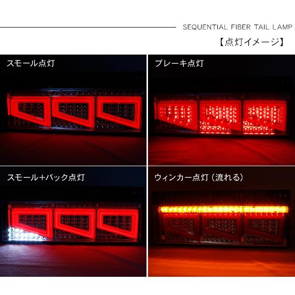 シーケンシャル ファイバー LED テールランプ 運転席側用 3連 角 シーケンシャル ファイバー LED テールランプ 運転席側用 3連 角