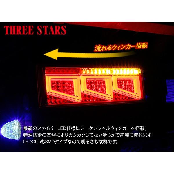 シーケンシャル ファイバー LED テールランプ 助手席側用 3連 角