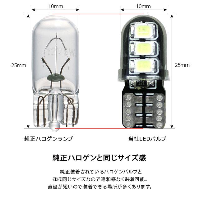 T10 LED バルブ 3chip ホワイト PVC製 樹脂バルブ 2個セット ポジション ルームランプ ナンバー灯/ライセンスランプ バックランプ ウェッジ球｜at-parts7117｜11