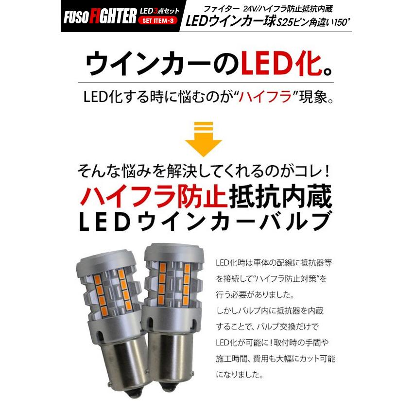 三菱ふそう ファイター フロント LEDパーツ 3点セット ヘッドライト