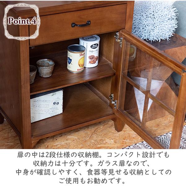 木製クラシックキャビネット 収納力抜群ブラウン大容量