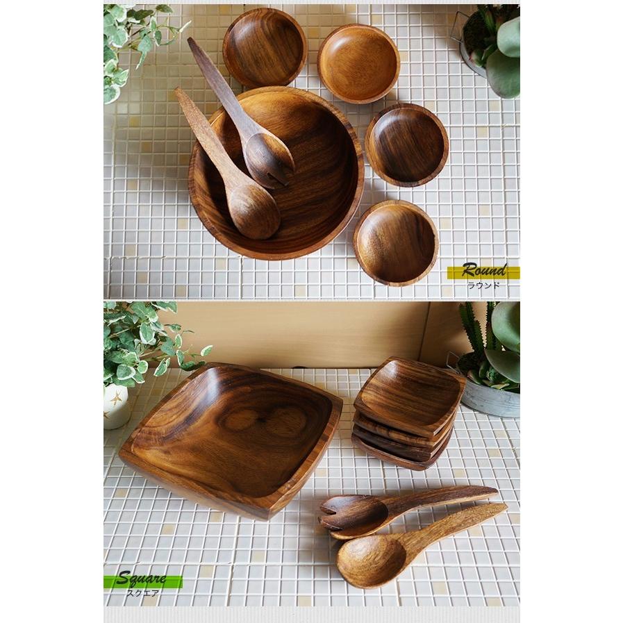 アカシアボウル 6点セット ラウンド スクエア 木のお皿 カフェ風