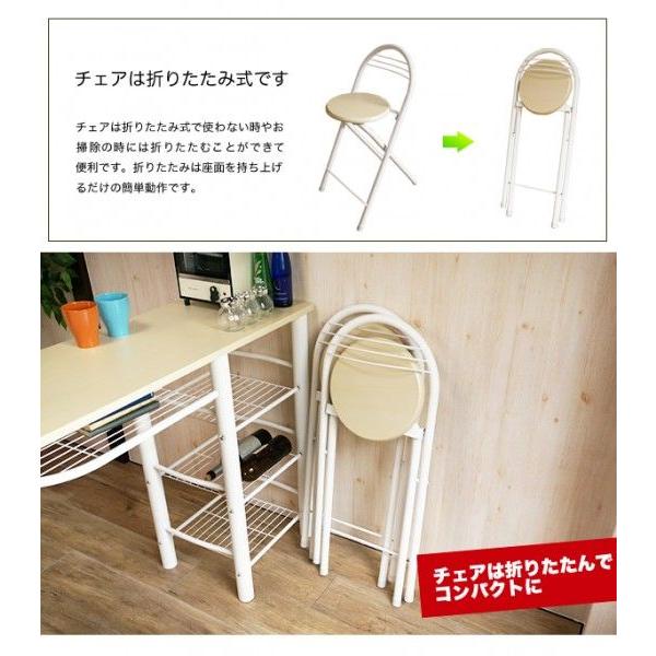 カウンターテーブル 折り畳みチェア バーテーブル 3点セット ブラウン