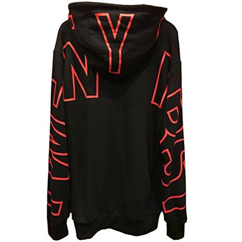 ビーロマンス パーカー ストリート系 長袖 フード付き 大きいサイズ デカロゴ 黒×赤 (Freesize) 並行輸入品