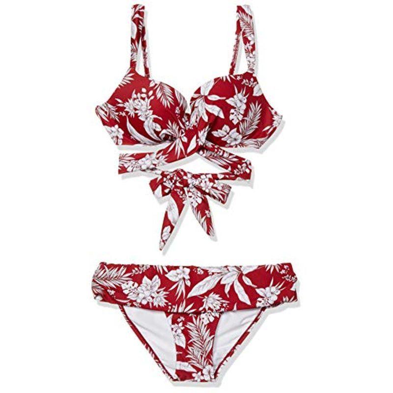 三愛水着楽園 水着 ワコール共同開発 (ぷっくり美胸) ノンワイヤー ダブルアップ クロス ビキニ レディース RE‐レッド 日本 M2 ( 水着 ワコール共同開発 ぷっくり美胸 ノンワイヤー ダブルアップ クロス ビキニ レディース RE‐レッド 日本 M2