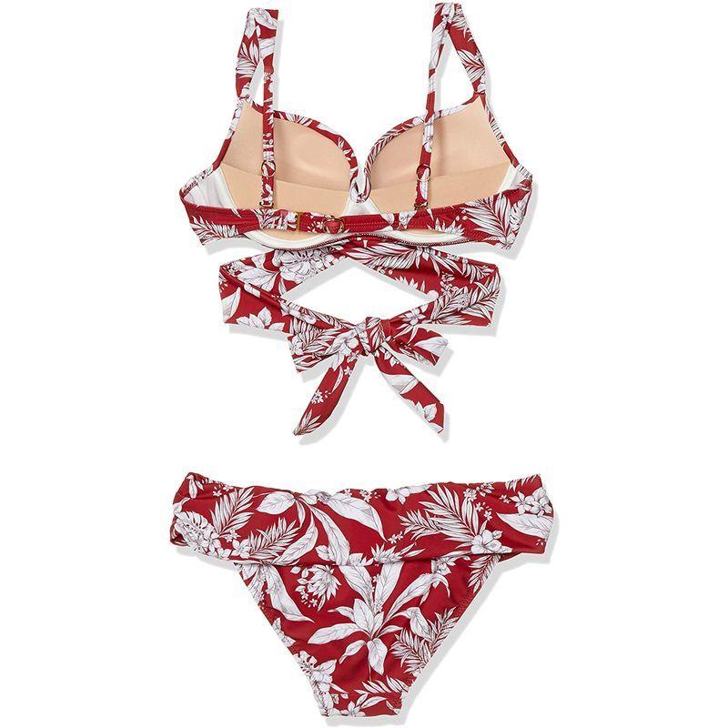 三愛水着楽園 水着 ワコール共同開発 (ぷっくり美胸) ノンワイヤー ダブルアップ クロス ビキニ レディース RE‐レッド 日本 M2 ( 水着 ワコール共同開発 ぷっくり美胸 ノンワイヤー ダブルアップ クロス ビキニ レディース RE‐レッド 日本 M2