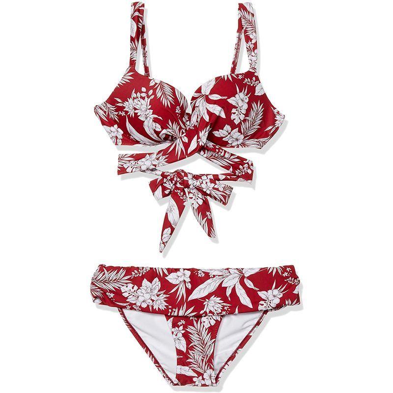 三愛水着楽園 水着 ワコール共同開発 (ぷっくり美胸) ノンワイヤー ダブルアップ クロス ビキニ レディース RE‐レッド 日本 M2 ( 水着 ワコール共同開発 ぷっくり美胸 ノンワイヤー ダブルアップ クロス ビキニ レディース RE‐レッド 日本 M2