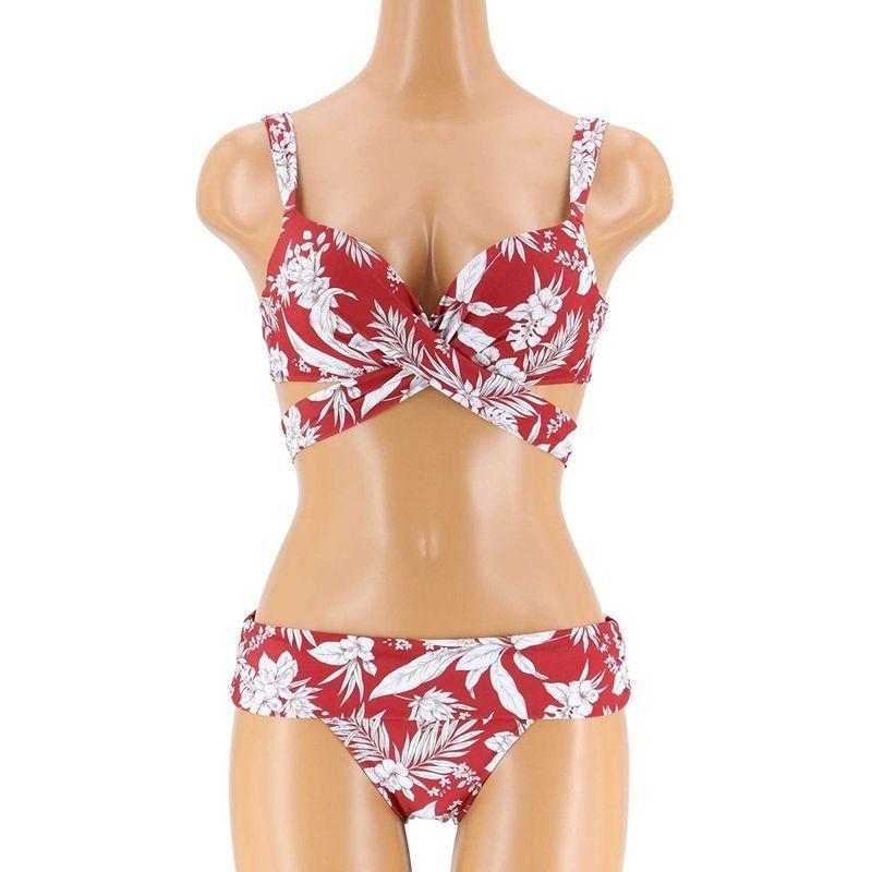 三愛水着楽園 水着 ワコール共同開発 (ぷっくり美胸) ノンワイヤー ダブルアップ クロス ビキニ レディース RE‐レッド 日本 M2 ( 水着 ワコール共同開発 ぷっくり美胸 ノンワイヤー ダブルアップ クロス ビキニ レディース RE‐レッド 日本 M2