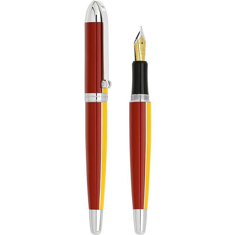 Xezo Visionaryミディアムペン先万年筆。 アスペンゴールドとレッドカラー。 500の限定版、シリアル化。 手作り。 スクリューキ - 2