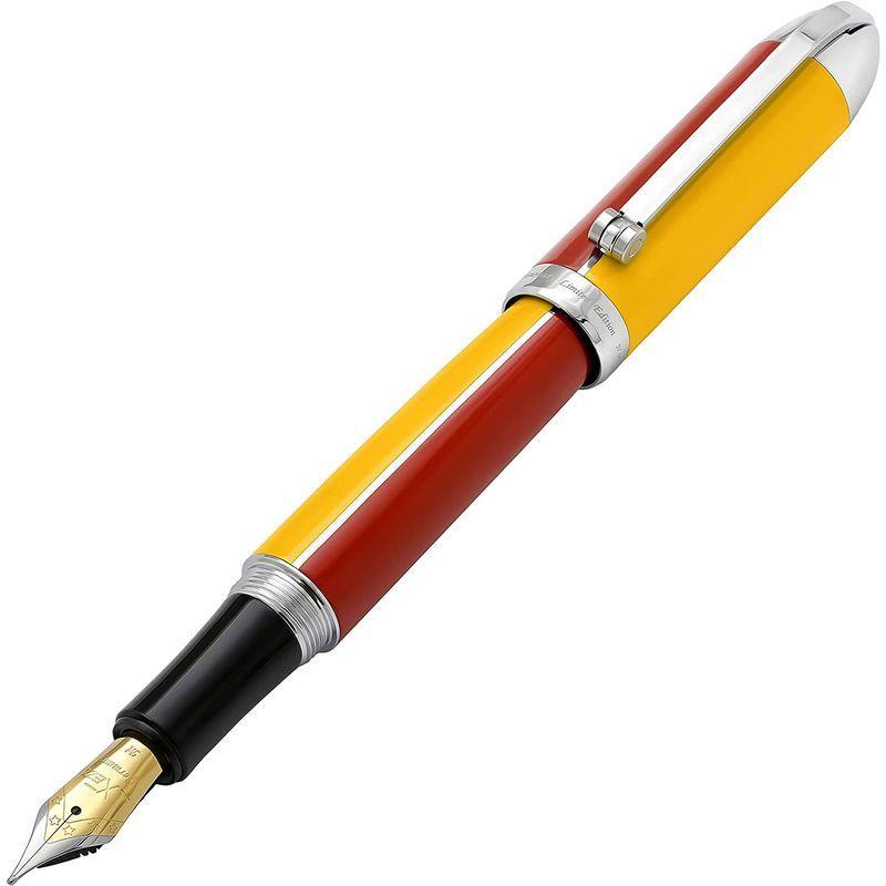 Xezo Visionaryミディアムペン先万年筆。 アスペンゴールドとレッドカラー。 500の限定版、シリアル化。 手作り。 スクリューキ - 4