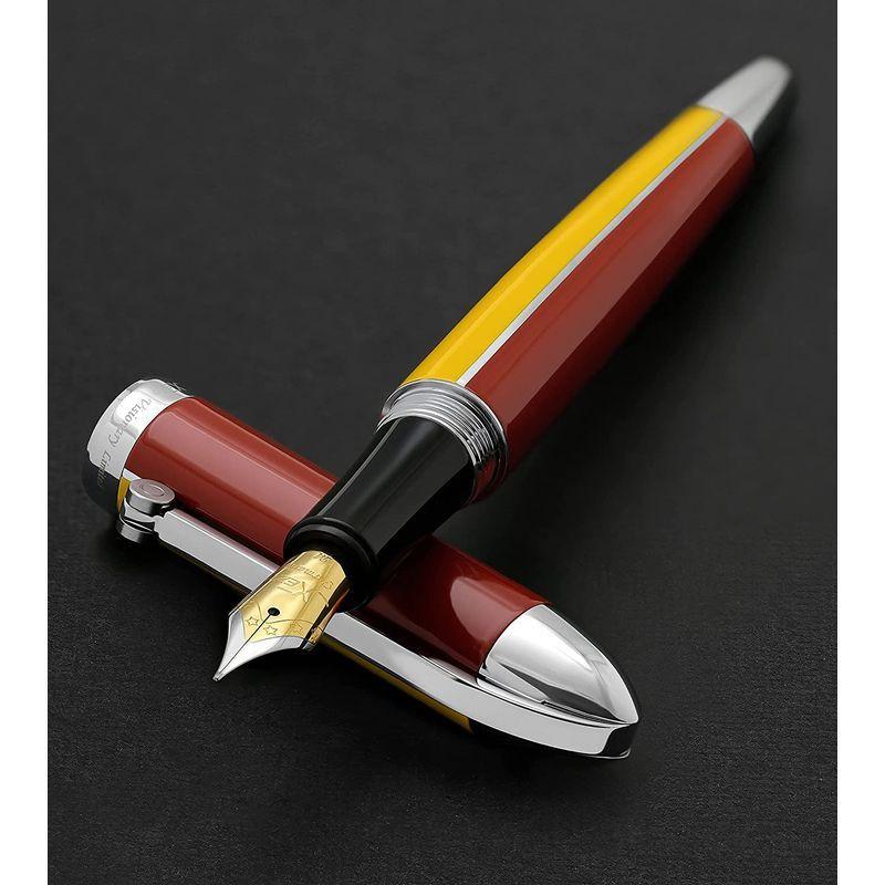 Xezo Visionaryミディアムペン先万年筆。 アスペンゴールドとレッドカラー。 500の限定版、シリアル化。 手作り。 スクリューキ - 1