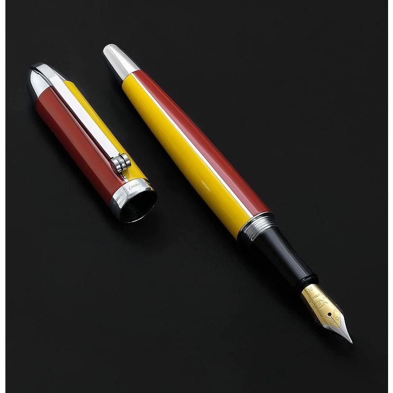Xezo Visionaryミディアムペン先万年筆。 アスペンゴールドとレッドカラー。 500の限定版、シリアル化。 手作り。 スクリューキ - 7