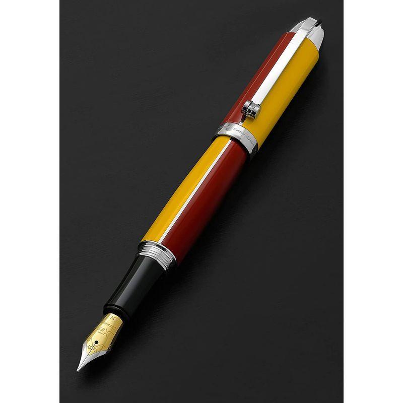 Xezo Visionaryミディアムペン先万年筆。 アスペンゴールドとレッドカラー。 500の限定版、シリアル化。 手作り。 スクリューキ - 8