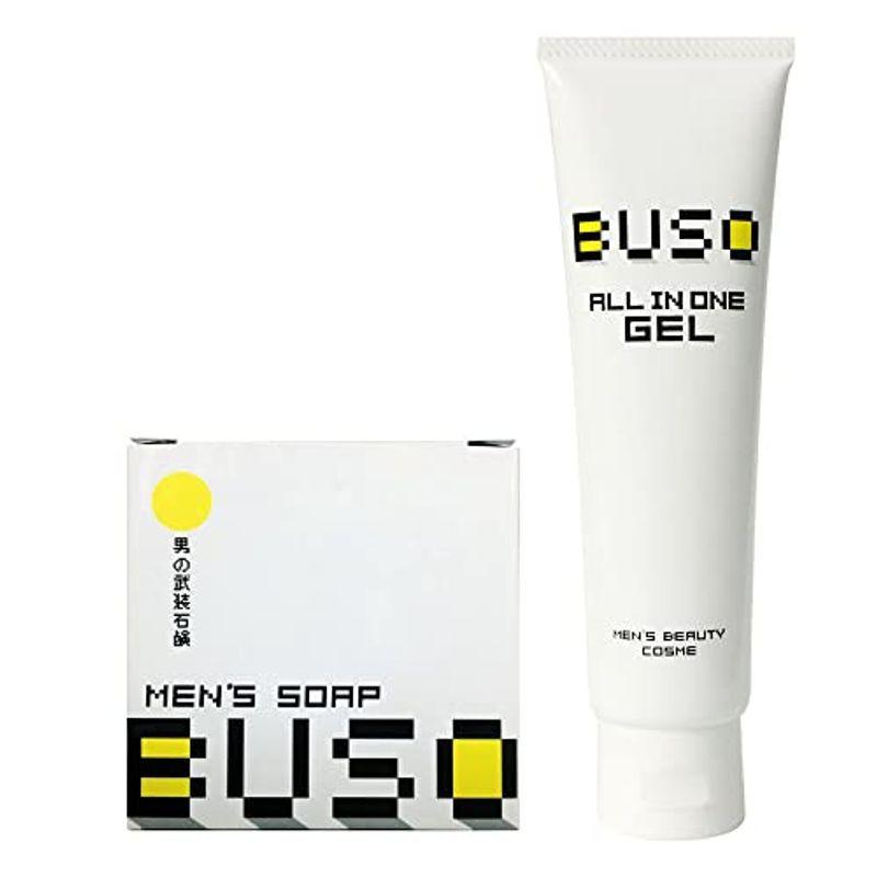 BUSO メンズソープ & ジェル 各1 艶美肌セット ブソウ 枠練り 固形石? + メンズ オールインワンジェル