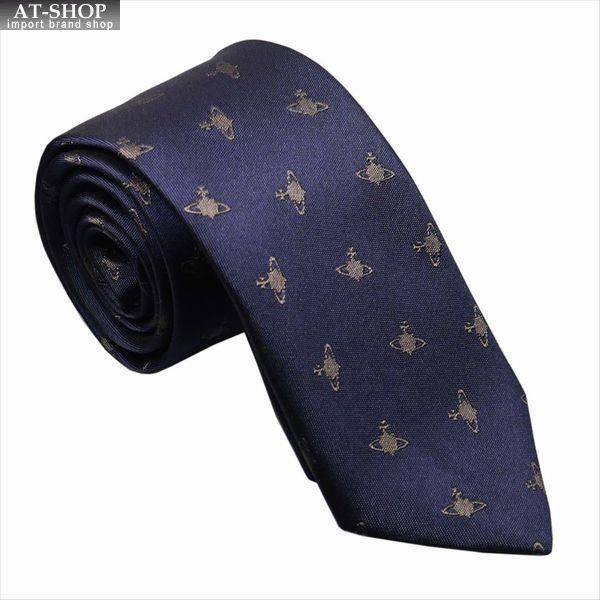 Vivienne Westwood ヴィヴィアン・ウェストウッド ネクタイ スリム7cm オーヴ柄 11130-K203-DARKBLUE-GREY slim