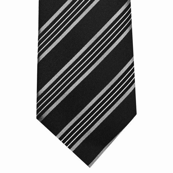 【新品未使用】エンポリオアルマーニ ネクタイ ブラック ストライプ【イタリア製】 新品未使用】エンポリオアルマーニ ナロータイ ブラック