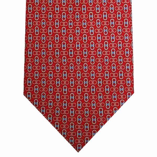 FERRAGAMO フェラガモ ネクタイ メンズ ガンチーニ 8cm レッド系