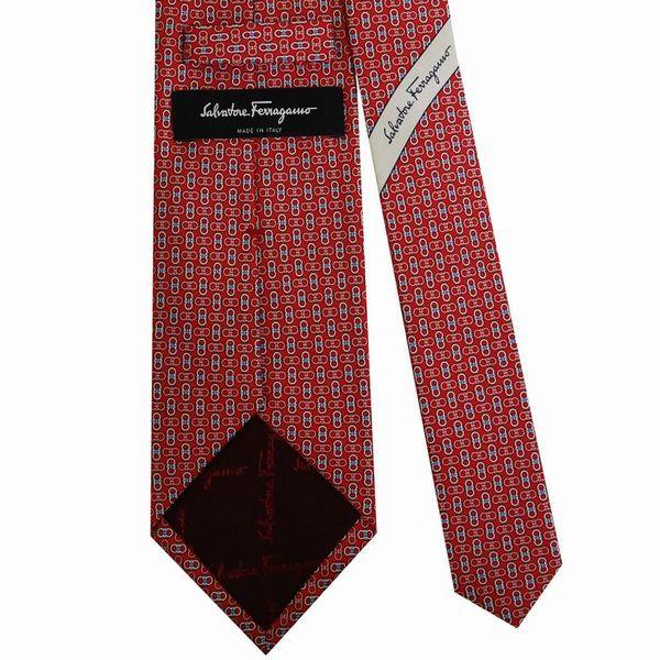 FERRAGAMO フェラガモ ネクタイ メンズ ガンチーニ 8cm レッド系