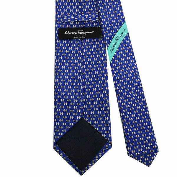 【新品】フェラガモ FERRAGAMO/ネクタイ/ブルー FERRAGAMO（フェラガモ） ネクタイ メンズ ネクタイ ダンベル 8cm