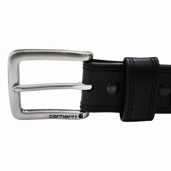 カーハート ベルト Carhartt メンズ レザーベルト 牛革 Burnished Leather Box Buckle Belt 34インチ(ウエスト81-91cm) ブラック/シルバー｜at-shop｜02